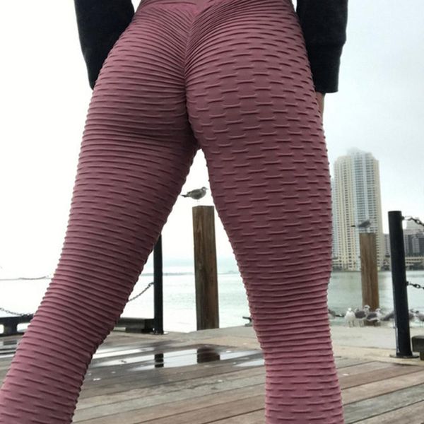 

women's leggings 2021 bumps style put hip fold elastic high waist legging breathable slim pants indoor sports, Black