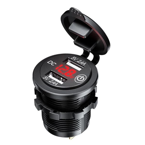 

car organizer dual usb lighter socket charger adapter with touch switch