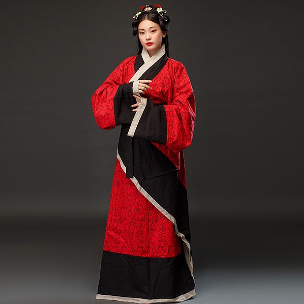 

film tv stage wear cosplay costume ancient chinese traditional red elegant hanfu women classical dance performance outfit, Black;red