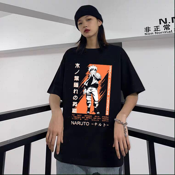 

naruto harajuku womens anime t shirt sasuke punk cartoon casual cool street clothing couple hip hop short sleeve female, White
