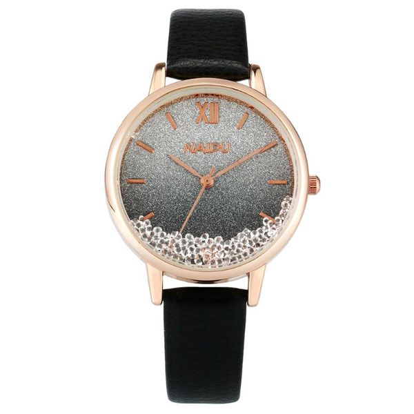 

wristwatches quartz watch women ladies leather stainless steel bracelet wristwatch quicksand ball female clock, Slivery;brown