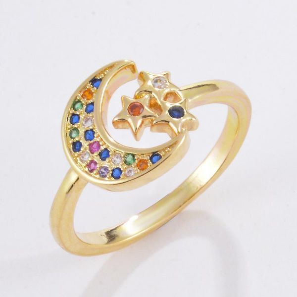 

wedding rings 2021 fashion color ring micro-inlaid female ins trend colorjewelry1, Slivery;golden