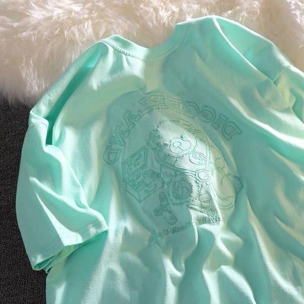 

men's t-shirts mint green t-shirt female 2021 summer short sleeve niche design student korean loose half top, White;black