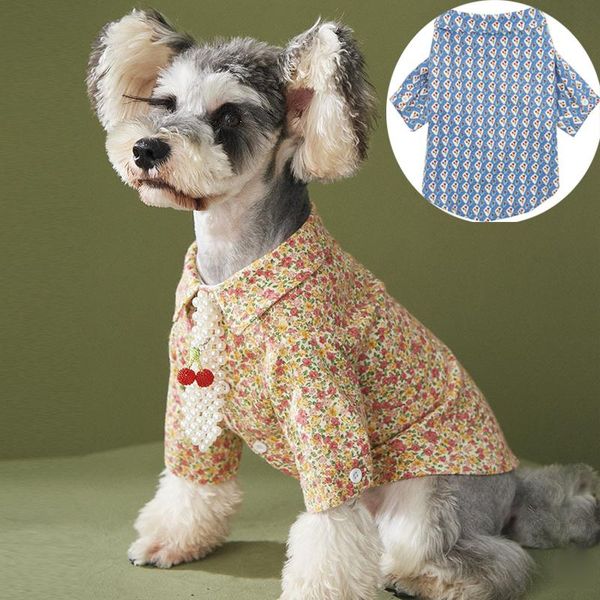 

dog shirts clothes summer beach vest pet clothing floral t-shirt hawaiian for small large cat chihuahua apparel