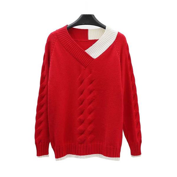 

women's sweaters v-neck loose oversized plus large size female woman blouses winter clothing latest 2021 spring autumn a6505, White;black