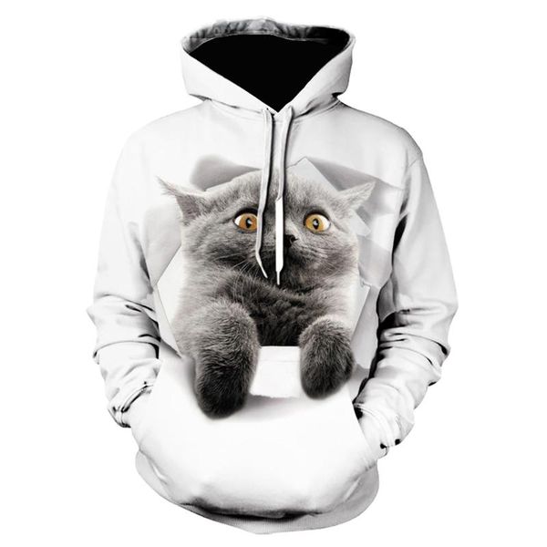 

men's jackets harajuku white hoodie 3d cat hoodies men women hooded streetwear animal printed pullovers boys girls hip hop autumn coat, Black;brown