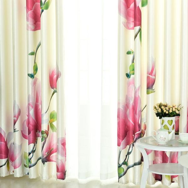 

pastoral large flower curtains digital printing finished bedroom study living room blackout curtain fabric & drapes