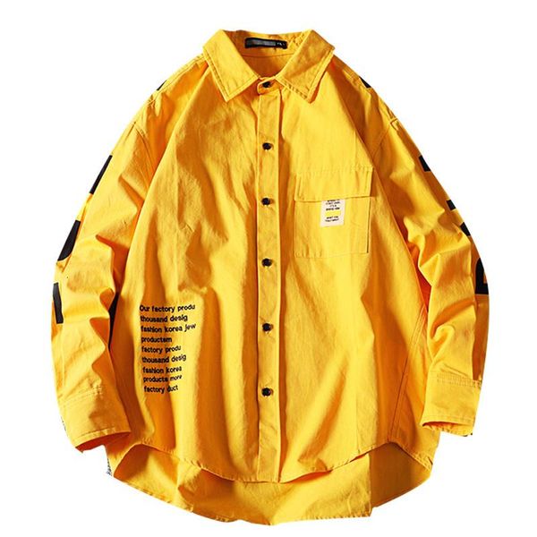 

men's casual shirts fashion men long sleeve shirt 2021 letter safari style work clothes bokchoy stay stylish while working camisa mascu, White;black
