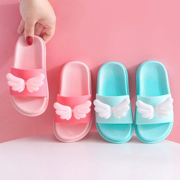 

summer kids slippers cute wings children home shoes indoor antislip boys girls toddler flip flops beach slipper, Black;grey