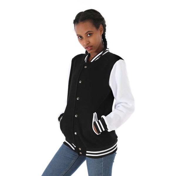 

women's hoodies & sweatshirts autumn winter jacket women coats long sleeve baseball jackets cotton outwears casual sweatshirt solid col, Black