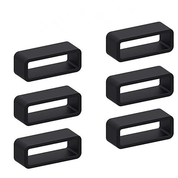

watch bands 6pcs black silicone strap loop replacement band retaining hoop rubber retainer holder keeper waterproof 20 22mm, Black;brown