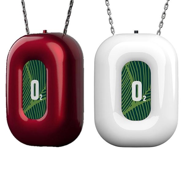 

air purifiers 2set personal wearable purifier necklace mini portable freshner ionizer negative ion generator red & white
