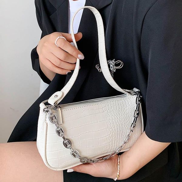 

evening bags fashion texture crocodile pattern shoulder 2021 summer chain handbags pu leather retro messenger bag women