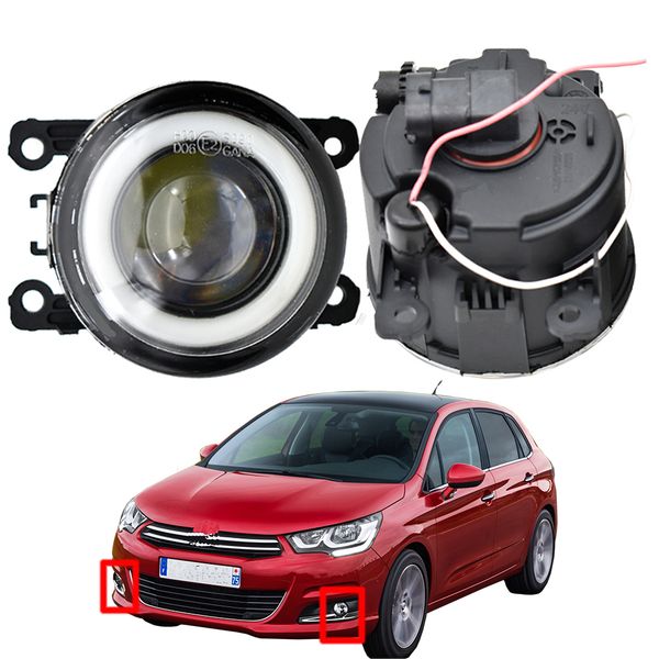 

for citroen c5 ii hatchback estate 2004-2015 with fog light styling angel eye front bumper led lens lamp drl 12v h11