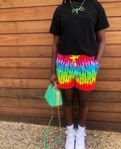 

shorts casual fashion tie-dye women ly004 women's, White;black