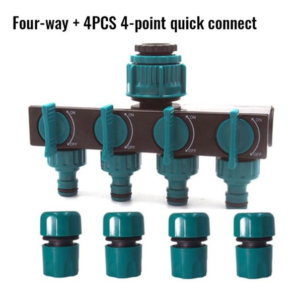 

watering equipments garden irrigation 4-way tap hose splitter drip 1/2 1/4in 1/6in connector coupling joint adapter extender set for ho