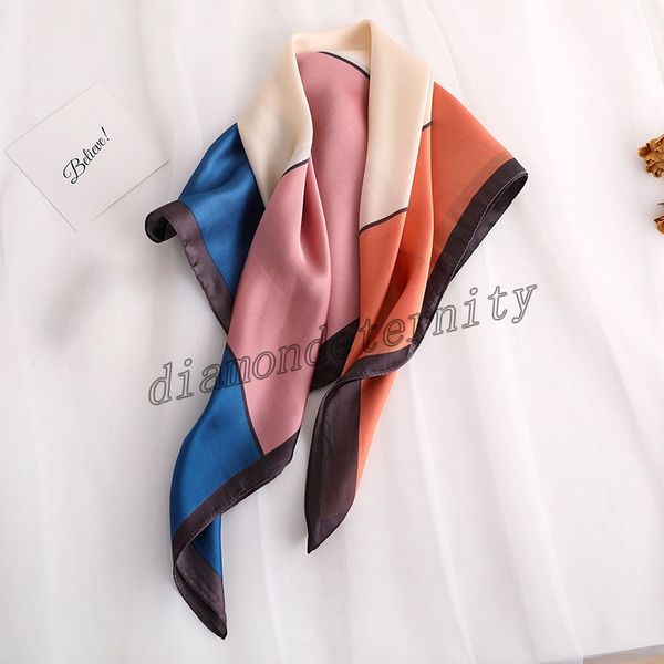 

2021 square silk scarf for women hair scarf female spring 2021 hair tie band women's bag wrap neckerchief shawl, Blue;gray