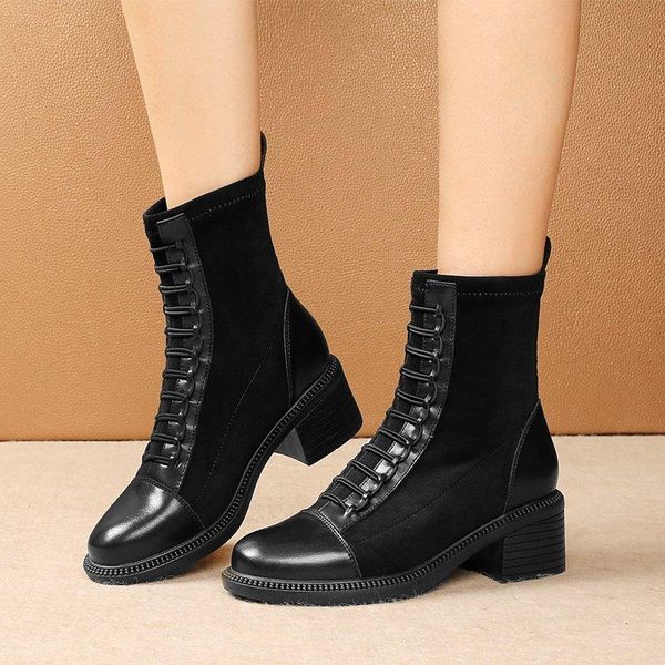 

boots winter design casual punk motorcycle women leather shoes ladies snow high boot black lace up botas female bottes femmes