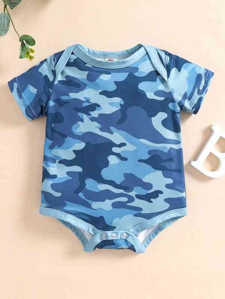

baby camo print bodysuit she, Blue