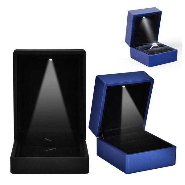 

jewelry pouches, bags led lighted earring ring gift box wedding engagement display holder pendant storage case, Pink;blue
