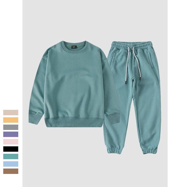 

boys girls clothing set 2021 spring summer kids tracksuit terry cotton pullover sweatshirt sweatpants 2 pcs teens outfits sets, White