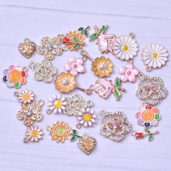 

charms vintage mix chrysanthemum camellia rose flower plant peach blossom daisy pendnat handmade women necklaces jewelry, Bronze;silver