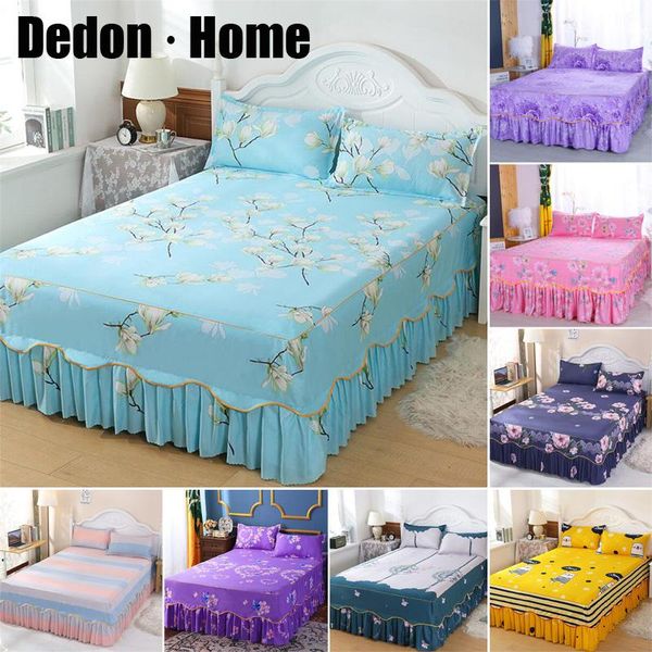 

sheets & sets 3pcs bedding sheet bed skirt cases flower printed fitted comfortable single queen king size bedspread mattress cover