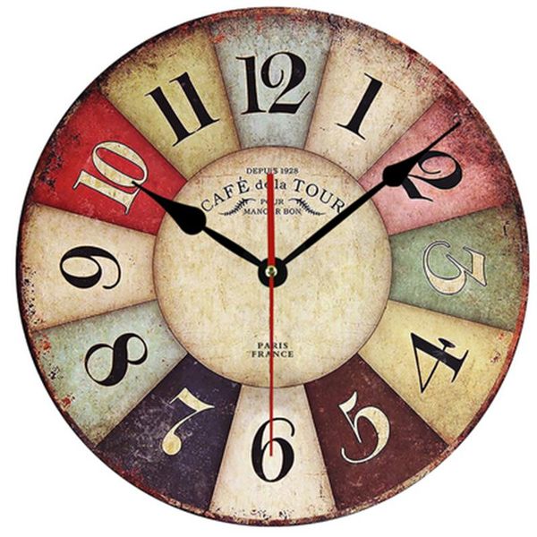 

vintage mdf wooden wall clock modern design antique style for home living room office kitchen decoration 30cm 12inch clocks