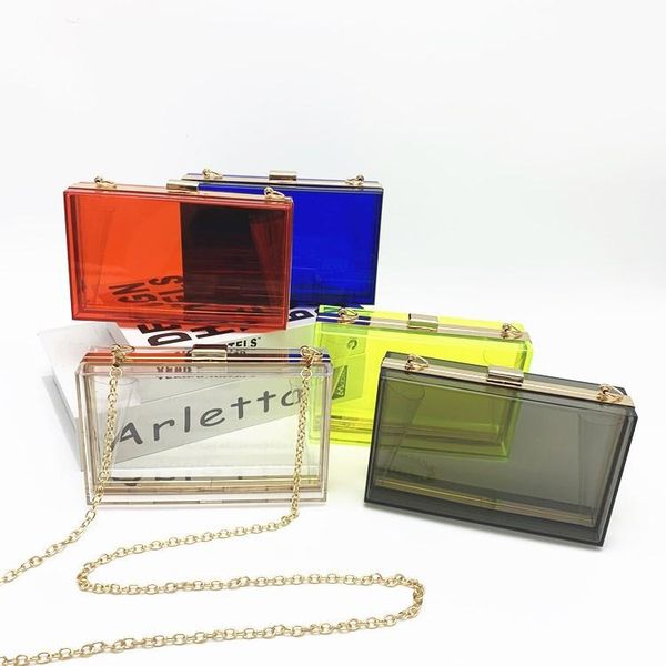 

evening bags acrylic transparent women clutch bag chain messenger handbag shoulder