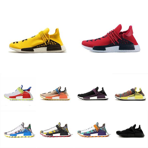 

with original box nmd human race running shoes men women pharrell williams designer triple white green black nmd r1 sports sneakers trainer