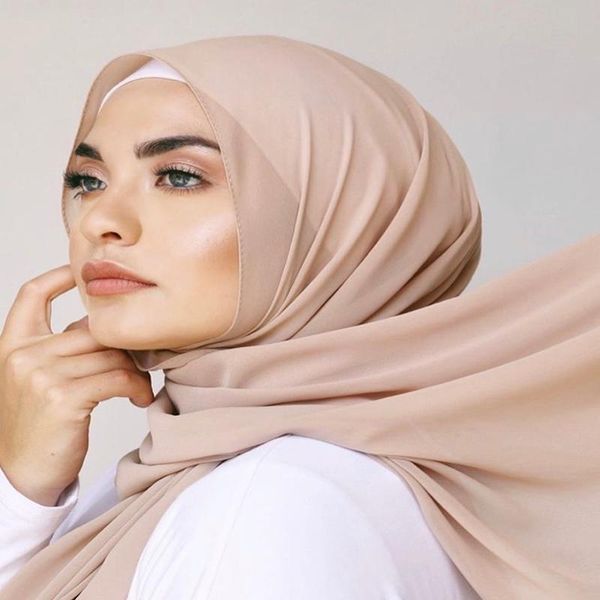 

scarves soft plain hijab headband muslim chiffon scarf women solid color shawls wraps islamic headscarf stoles foulard femme, Blue;gray