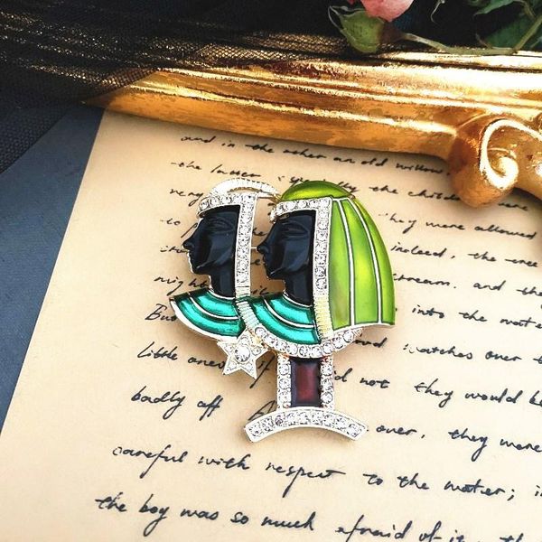 

pins, brooches hoseng vintage antique cleopatra brooch exquisite rhinestone museum gift woman man enamel pin jewelry accessories hs_792, Gray