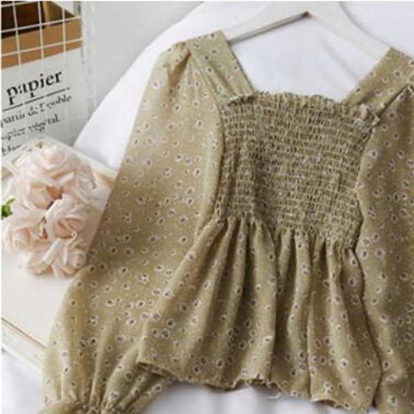 

womens shirts casual print long sleeve chiffon ladies lantern vintage blouses korean blusas pz3216, White