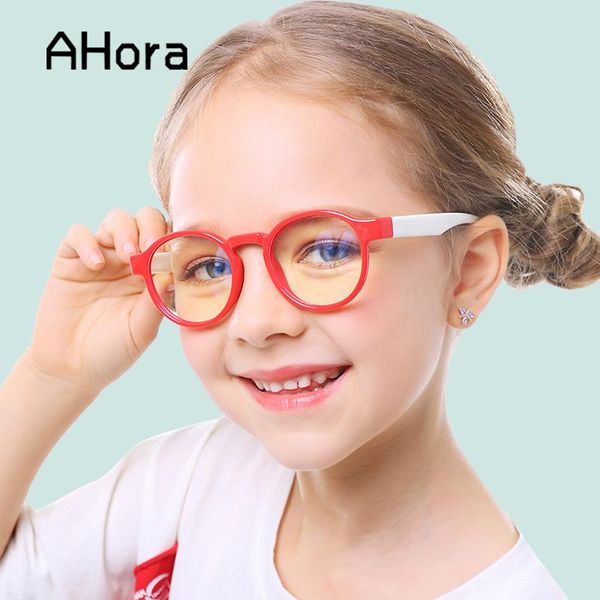 

fashion sunglasses frames ahora retro round candy color glasses blue light blocking children optical frame eyeware boy girls computer eyegla, Black