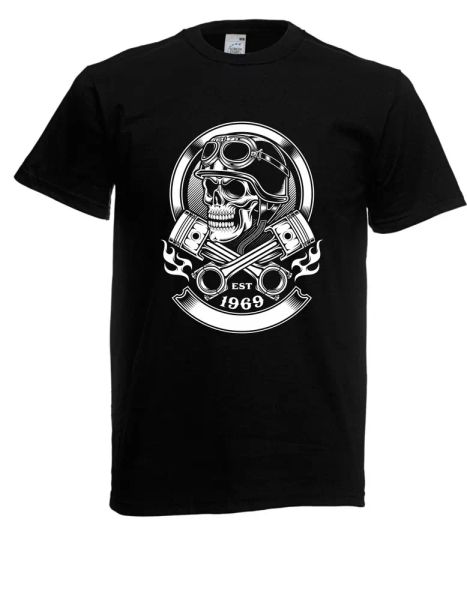 

mens t-shirt vintage biker skull until 5xl, White;black
