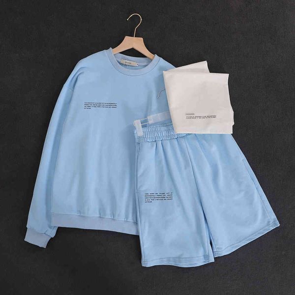 

men's hoodies & sweatshirts summer men sweatshirt shorts two piece set letter print loose o-neck tshirt sweatpants 100% cotton casual t, Black