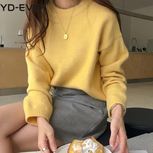 

women's sweaters 2021 autumn winter casual minimalist fashionable korean style knitting loose ladies sw9170, White;black