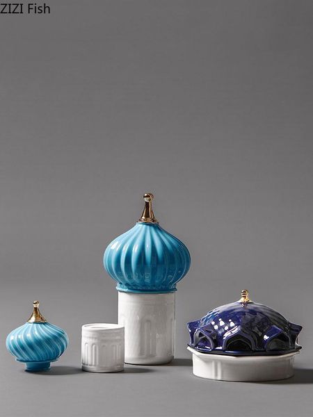 

decorative objects & figurines miniature fairytale castle ceramic figurine model home decoration cartoon cute jewelry storage box high quali