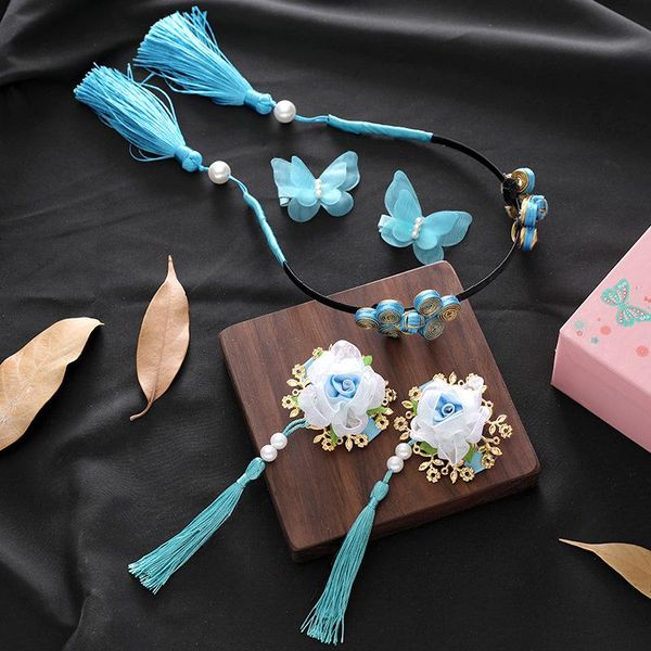 

hair accessories girls fashion tassel buyao pins clip hairband cute kids baby hairpins ear clips hanfu cosplay, Slivery;white