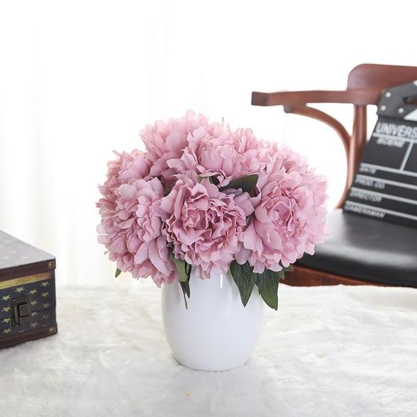

silk artificial flower home decorative flowers fake peony bridal vivid leaf wedding garden decor & wreaths