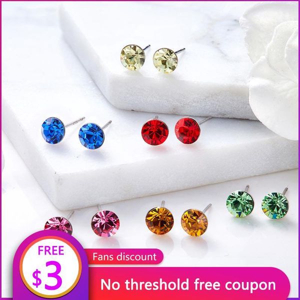 

stud 2021 fashion earrings 925 sterling silver from austrian crystal for women small wholesale jewelry, Golden;silver