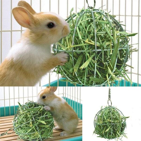

grass ball can hang electroplated stainless steel feeding rack hanging feeder supplies for dog apparel