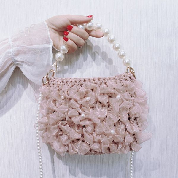 

wholesale designer messenger bags designer cross body bag shoulder bags fashion pleated beads decorate pearl carrying chain hasp flap bagsd9
