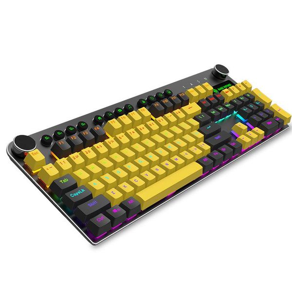 

mechanical keyboard 104-key pbt sublimation square keycap yellow gray green axis gaming for desknotebook keyboards
