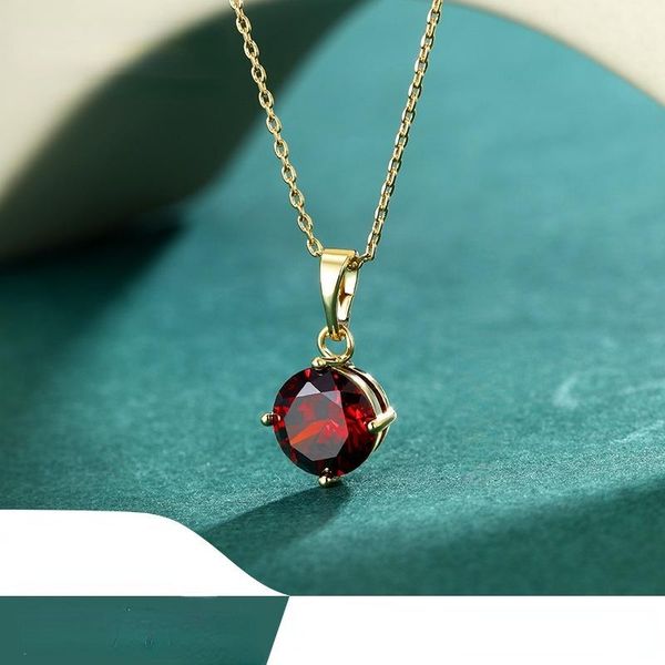 

pendant necklaces jewelry plated 14k gold ruby necklace female simple fashion personality clavicle chain source for women, Silver