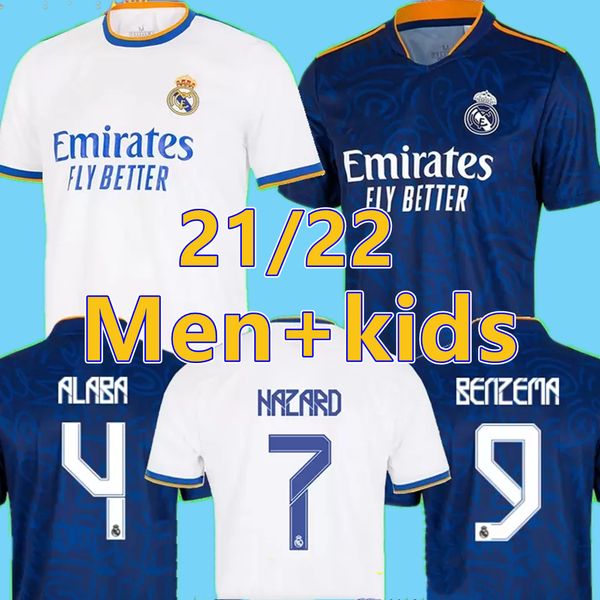 

real madrid jerseys 21 22 soccer football shirts alaba hazard benzema asensio modric marcelo camiseta men + kids kit 2021 2022 uniforms four, Black;yellow