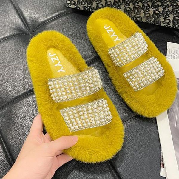 

slippers women cute flip flops plush indoor ladies casual soft non slip footwear comfortable female shoes autumn 2021 ytmtloy, Black