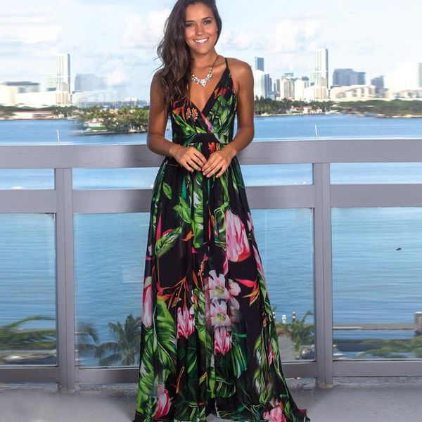 

casual dresses women v neck party night elegant maxi summer, Black;gray