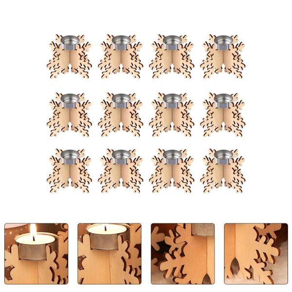 

candle holders 6pcs christmas snowflake shape wooden decorative candlesticks