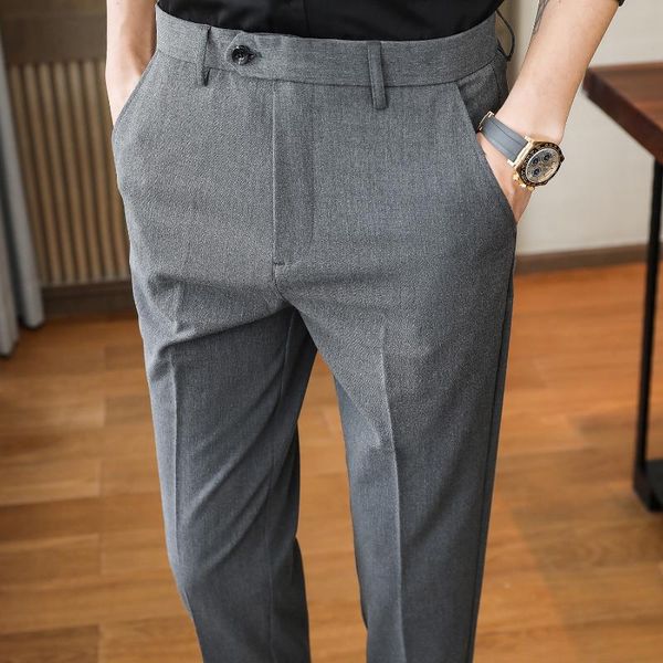 

men's suits & blazers pantalon homme fashion 2022 spring men dress suit pants solid slim fit business formal wear casual trousers black, White;black